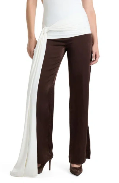 Bardot Devin Satin Ankle Wide Leg Pants In Brown