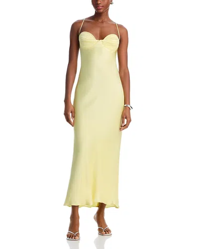 Bardot Devin Satin Maxi Dress In Yellow