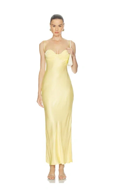 Bardot Devin Satin Maxi Dress In Yellow