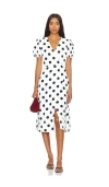 Bardot Devyn Dot Faux Wrap Dress In Black & White Spot