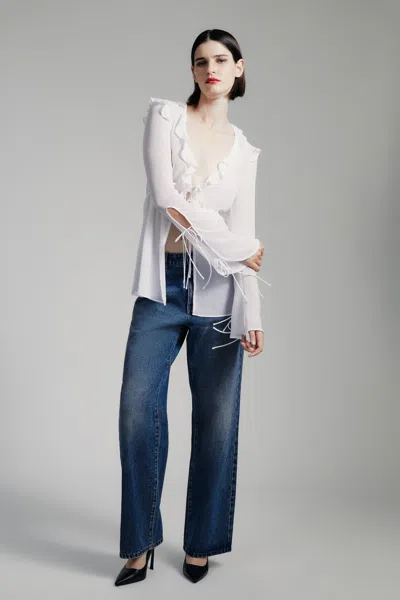 Bardot Dhalia Frill Blouse In Orchid Wht