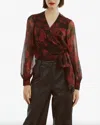 Bardot Diana Floral Georgette Wrap Top In White