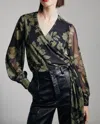 Bardot Diana Wrap Top In Green Floral In Green