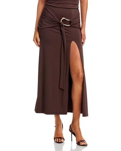 Bardot Dion Gold Detail Midi Skirt In Animal Print
