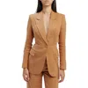 Bardot Domenica Linen Cut Out Blazer In Camel