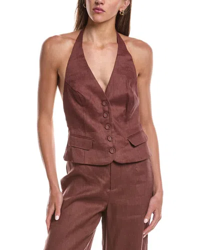 Bardot Domenica Halter Linen Vest In Red