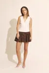 Bardot Domenico Linen Top In Orchid Wht