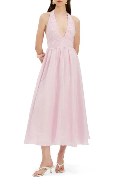 Bardot Dorota Halter Neck Midi Dress In Pink