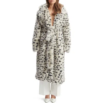 Bardot Dorothea Leopard Print Faux Fur Coat In Snow Leopard