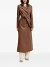 Bardot Double-breasted Belted Coat In Brown