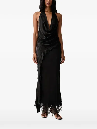 Bardot Draped Halterneck Top In Black