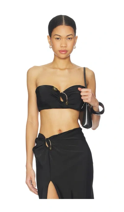 Bardot Dylan Satin Bandeau Top In Black