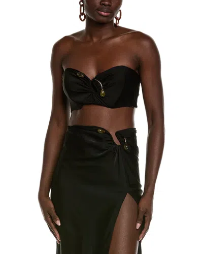 Bardot Dylan Satin Bandeau Top In Black