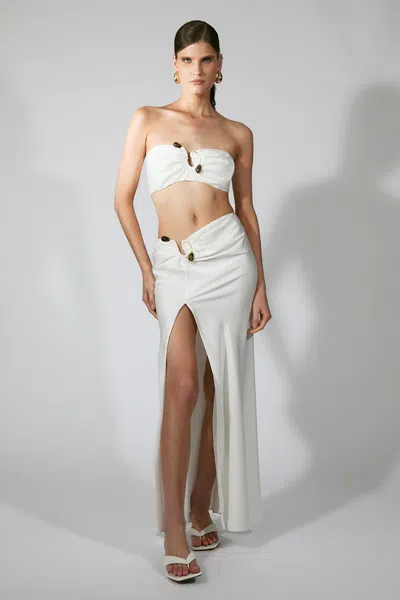 Bardot Dylan Satin Bandeau Top In White