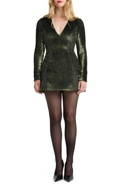 Bardot Eida Long Sleeve Hourglass Minidress In Green