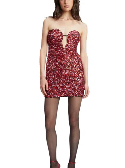 Bardot Eleni Beaded Mini Dress In Pink Multi In Brown