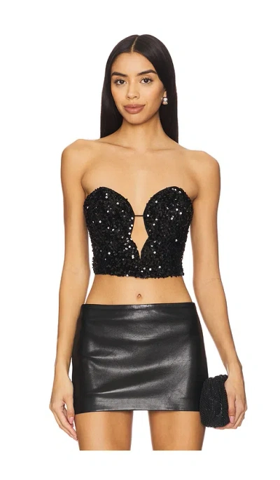 Bardot Eleni Velvet Sequin Bustier In Black