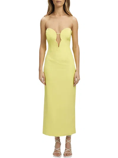 Bardot Eleni Womens Knit Cut-out Midi Dress In Yellow