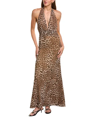Bardot Elera Printed Mesh Maxi Dress In Brown