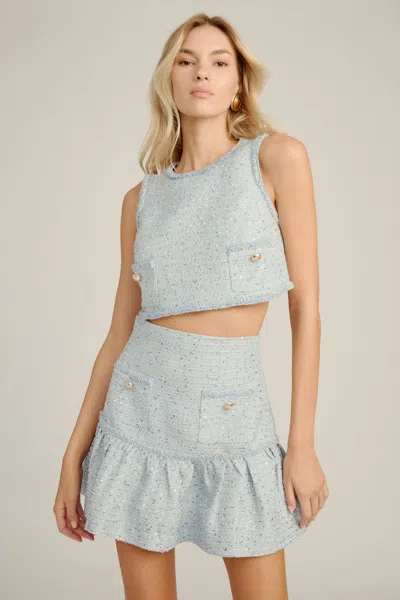 Bardot Elina Boucle Cropped Top In Blue