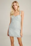 Bardot Elina Fringe Boucle Mini Dress In Blue