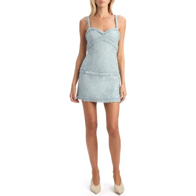 Bardot Elina Fringe Boucle Mini Dress In Gray