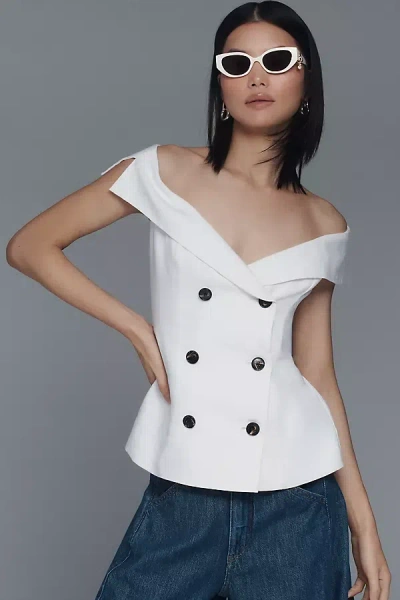 Bardot Eliora Off The Shoulder Linen Top In Orchid Wht