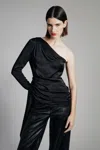 Bardot Elisabetta One Sleeve Top In Black