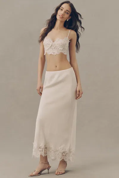 Bardot Elisan Lace Satin Maxi Skirt In Neutral
