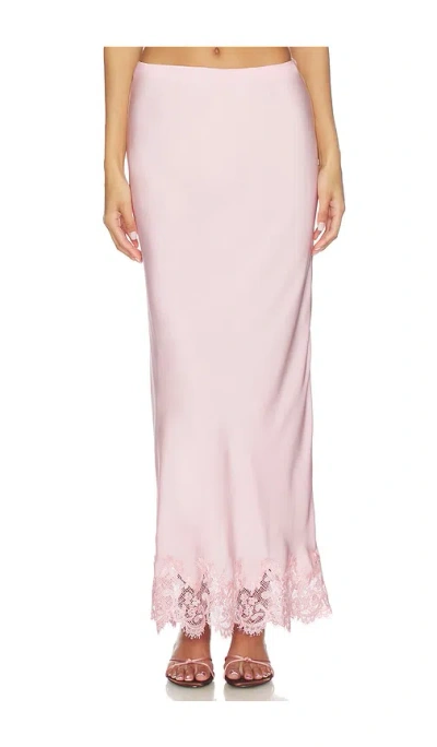 Bardot Elisan Lace Satin Midi Skirt In Pink