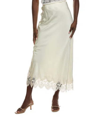 Bardot Elisan Lace Satin Midi Skirt In White