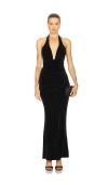 Bardot Elvira Velvet Halter Gown In Black