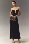 Bardot Elvira Strapless U-wire Velvet Maxi Dress In Brown