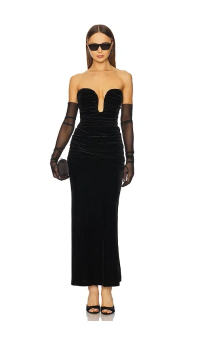 Bardot Elvira Velvet Maxi Dress In Black