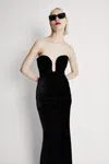 Bardot Sweetheart-neckline Velvet Dress In Black