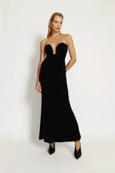 Bardot Elvira Velvet Plunging Neck Dress In Black