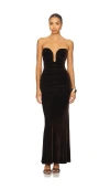 Bardot Elvira Velvet Plunge Maxi Dress In Brown