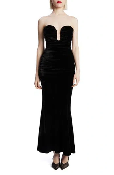 Bardot Elvira Velvet Strapless Gown In Black