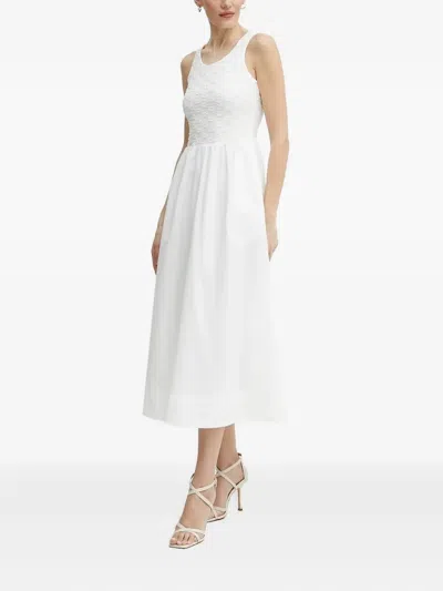 Bardot Embroidered-bodice Midi Dress In White