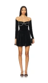 Bardot Emlyn Diamante Long Sleeve Velour Minidress In Black