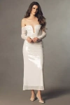Bardot Emmeline Off-shoulder Sequin Midi Dress In White
