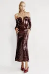 Bardot Emmeline Sequin Midi Dress In Burgundy