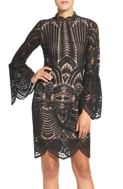 Bardot 'emmie' Bell Sleeve Lace Sheath Dress In Black