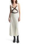 Bardot Emory Womens Lace Trim Long Slip Dress In Black/white