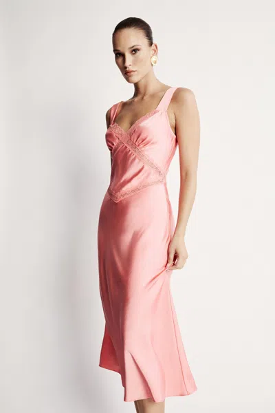 Bardot Emory Satin Slip Dress In Pink