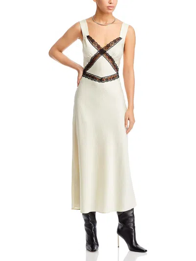 Bardot Emory Womens Lace Trim Long Slip Dress In Blk/white