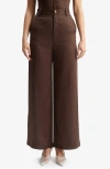 Bardot Enya High Waist Wide Leg Linen Pant In Chocolate