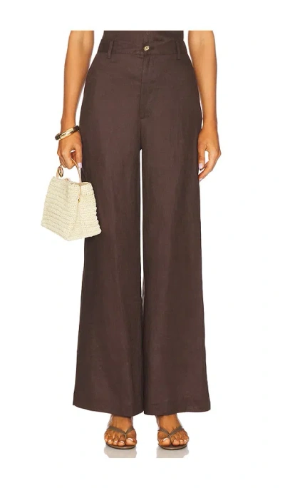 Bardot Enya Linen Pant In Chocolate