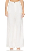 Bardot Enya High Waist Wide Leg Linen Pants In 象牙白