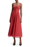 Bardot Esra Corset Midi Dress In Fire Red